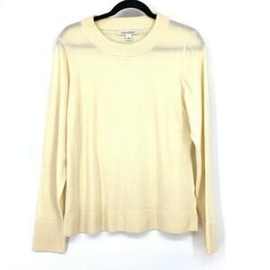 Banana Republic Pullover Crew Neck Sweater Sz L Extra Fine Merino Wool Cream